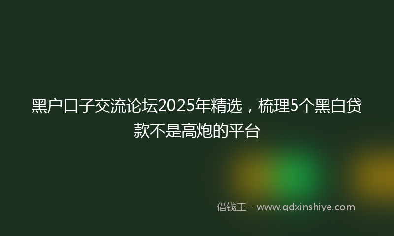 黑户口子交流论坛2025年精选，梳理5个黑白贷款不是高炮的平台