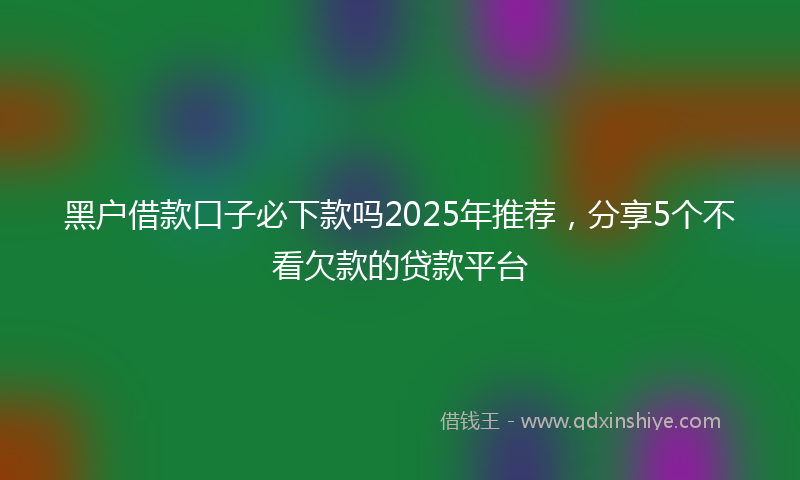 黑户借款口子必下款吗2025年推荐，分享5个不看欠款的贷款平台