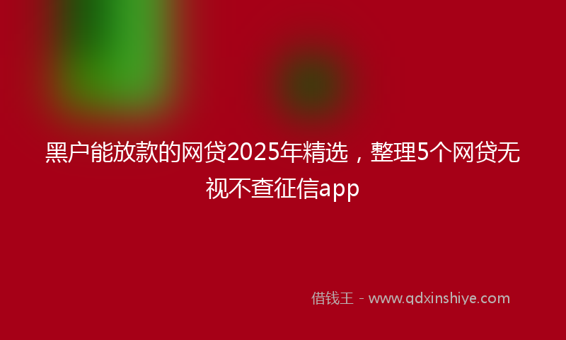黑户能放款的网贷2025年精选，整理5个网贷无视不查征信app