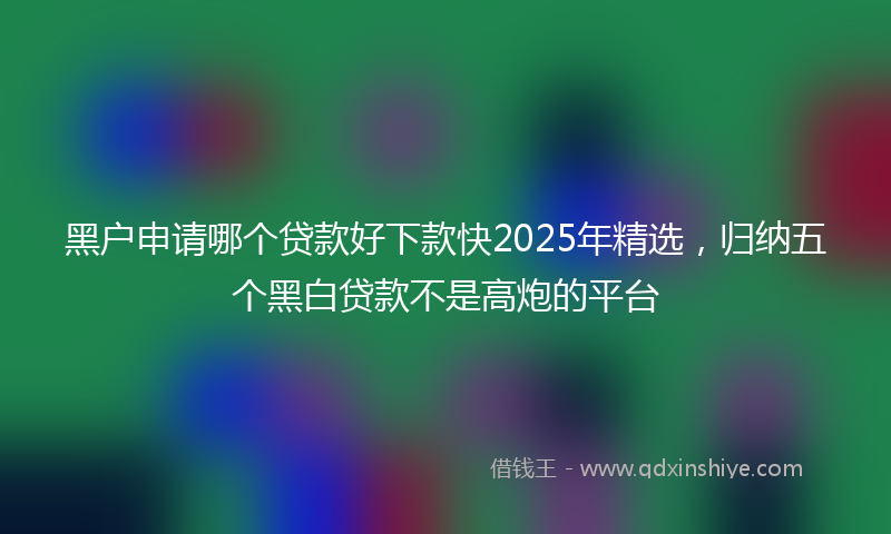 黑户申请哪个贷款好下款快2025年精选，归纳五个黑白贷款不是高炮的平台