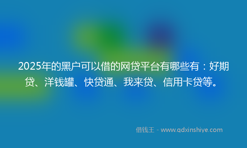 2025年的黑户可以借的网贷平台有哪些有：好期贷、洋钱罐、快贷通、我来贷、信用卡贷等。