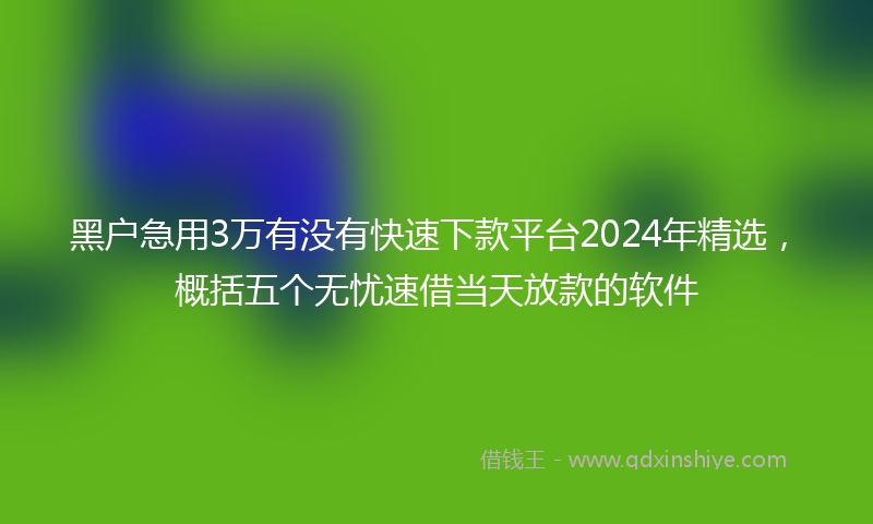黑户急用3万有没有快速下款平台2024年精选,概括五个无忧速借当天放款的软件