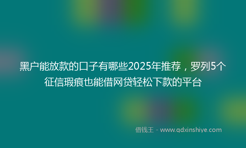 黑户能放款的口子有哪些2025年推荐，罗列5个征信瑕疵也能借网贷轻松下款的平台