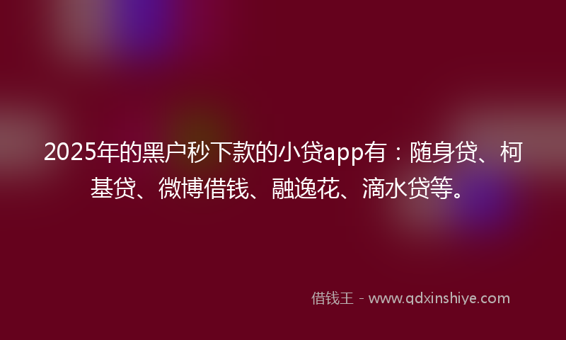 2025年的黑户秒下款的小贷app有：随身贷、柯基贷、微博借钱、融逸花、滴水贷等。