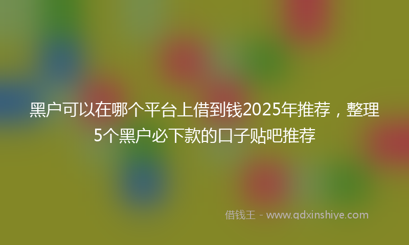 黑户可以在哪个平台上借到钱2025年推荐，整理5个黑户必下款的口子贴吧推荐