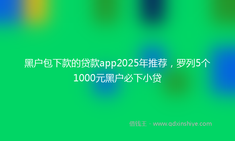 黑户包下款的贷款app2025年推荐，罗列5个1000元黑户必下小贷