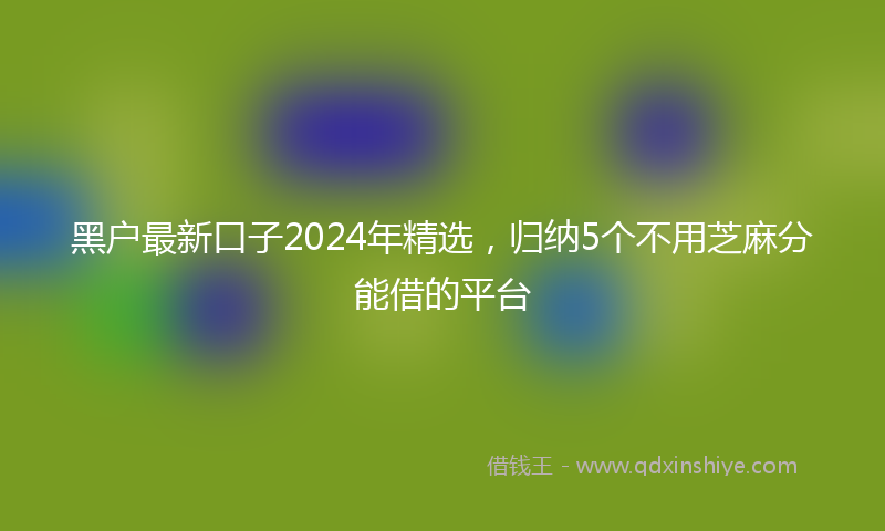 黑户最新口子2024年精选，归纳5个不用芝麻分能借的平台