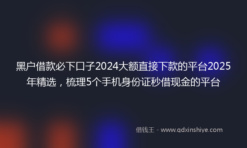 黑户借款必下口子2024大额直接下款的平台2025年精选，梳理5个手机身份证秒借现金的平台