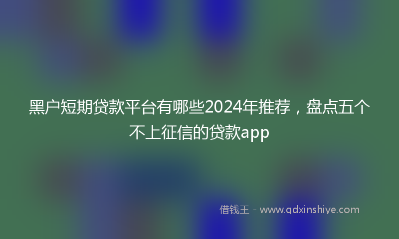 黑户短期贷款平台有哪些2024年推荐，盘点五个不上征信的贷款app