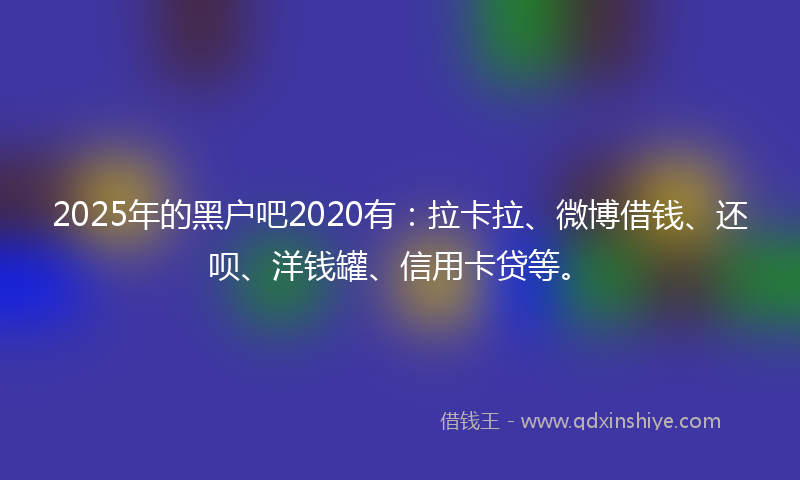 2025年的黑户吧2020有：拉卡拉、微博借钱、还呗、洋钱罐、信用卡贷等。