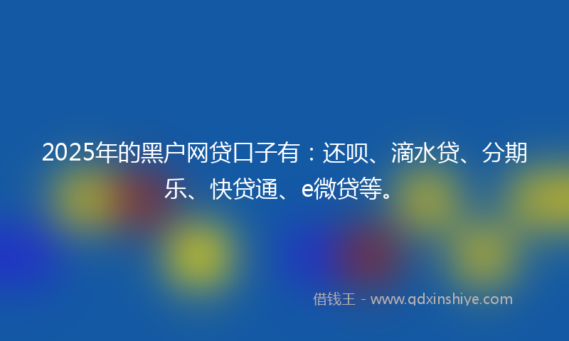 2025年的黑户网贷口子有：还呗、滴水贷、分期乐、快贷通、e微贷等。