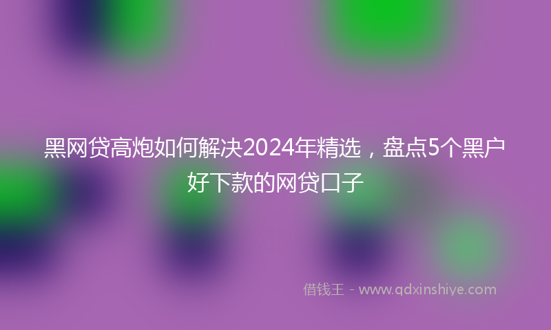 黑网贷高炮如何解决2024年精选，盘点5个黑户好下款的网贷口子