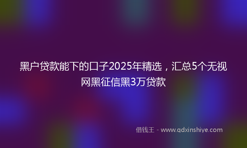 黑户贷款能下的口子2025年精选，汇总5个无视网黑征信黑3万贷款