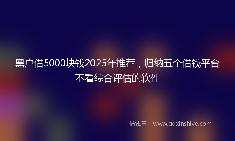 黑户借5000块钱2025年推荐，归纳五个借钱平台不看综合评估的软件