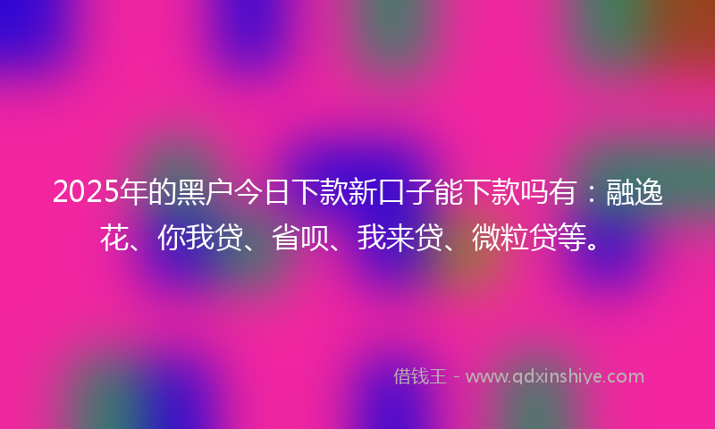 2025年的黑户今日下款新口子能下款吗有：融逸花、你我贷、省呗、我来贷、微粒贷等。