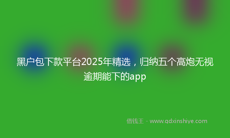 黑户包下款平台2025年精选，归纳五个高炮无视逾期能下的app