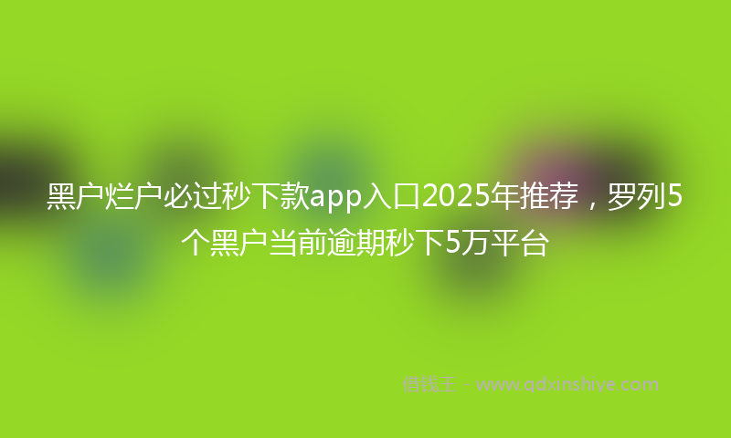 黑户烂户必过秒下款app入口2025年推荐，罗列5个黑户当前逾期秒下5万平台