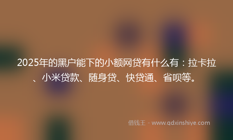 2025年的黑户能下的小额网贷有什么有：拉卡拉、小米贷款、随身贷、快贷通、省呗等。