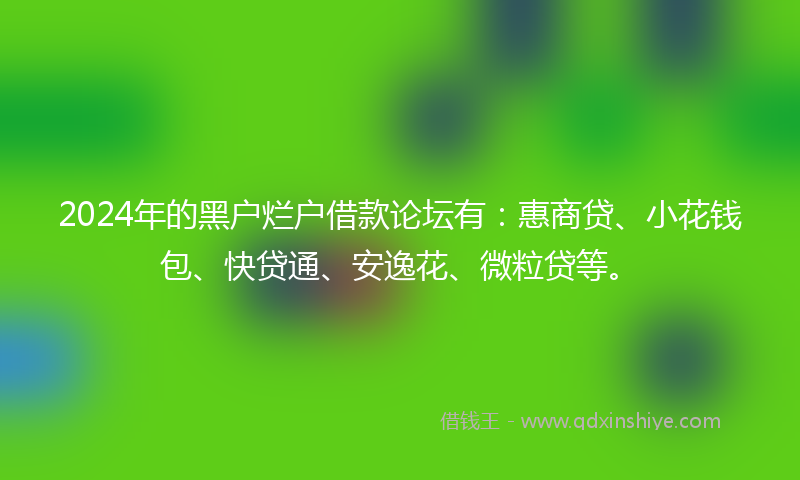 2024年的黑户烂户借款论坛有：惠商贷、小花钱包、快贷通、安逸花、微粒贷等。