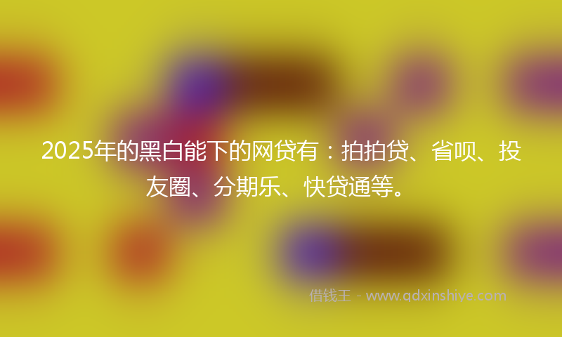 2025年的黑白能下的网贷有：拍拍贷、省呗、投友圈、分期乐、快贷通等。