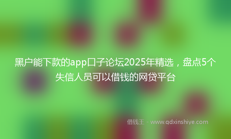 黑户能下款的app口子论坛2025年精选，盘点5个失信人员可以借钱的网贷平台