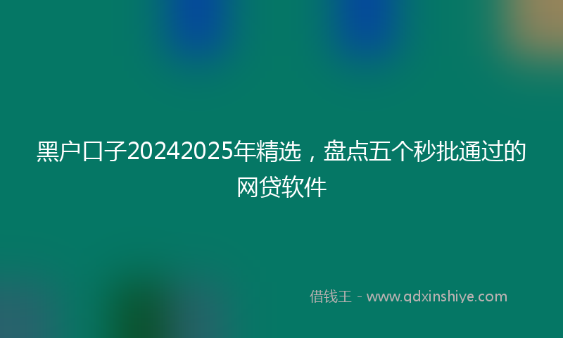 黑户口子20242025年精选，盘点五个秒批通过的网贷软件