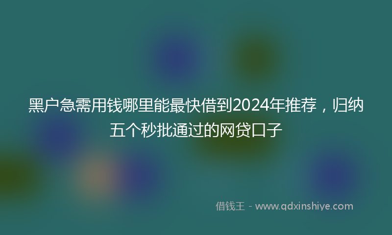 黑户急需用钱哪里能最快借到2024年推荐，归纳五个秒批通过的网贷口子