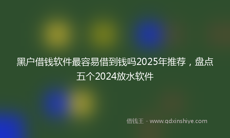黑户借钱软件最容易借到钱吗2025年推荐，盘点五个2024放水软件