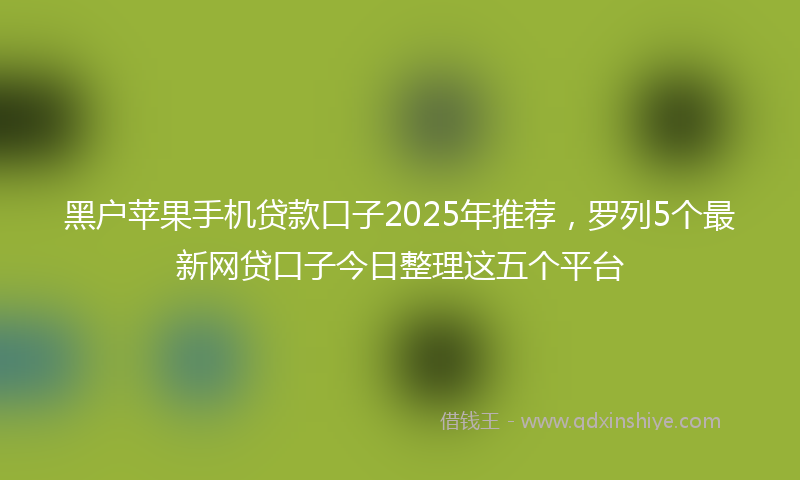 黑户苹果手机贷款口子2025年推荐，罗列5个最新网贷口子今日整理这五个平台