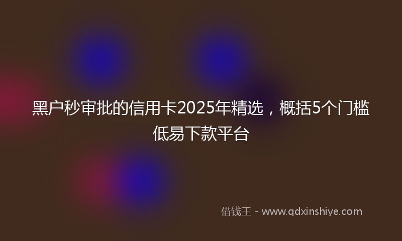 黑户秒审批的信用卡2025年精选，概括5个门槛低易下款平台