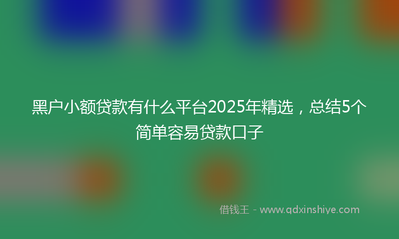 黑户小额贷款有什么平台2025年精选，总结5个简单容易贷款口子