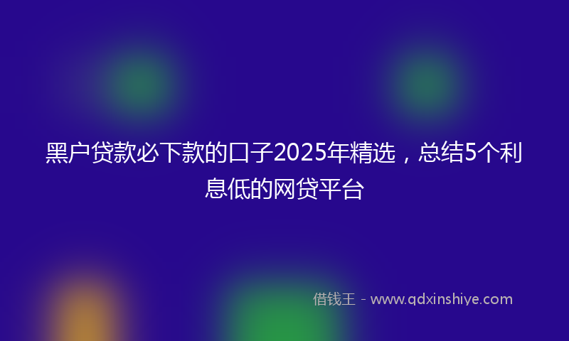 黑户贷款必下款的口子2025年精选，总结5个利息低的网贷平台