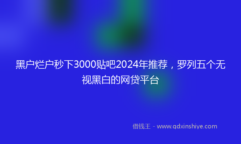 黑户烂户秒下3000贴吧2024年推荐，罗列五个无视黑白的网贷平台
