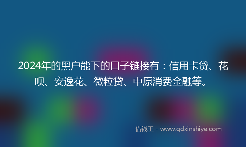 2024年的黑户能下的口子链接有：信用卡贷、花呗、安逸花、微粒贷、中原消费金融等。