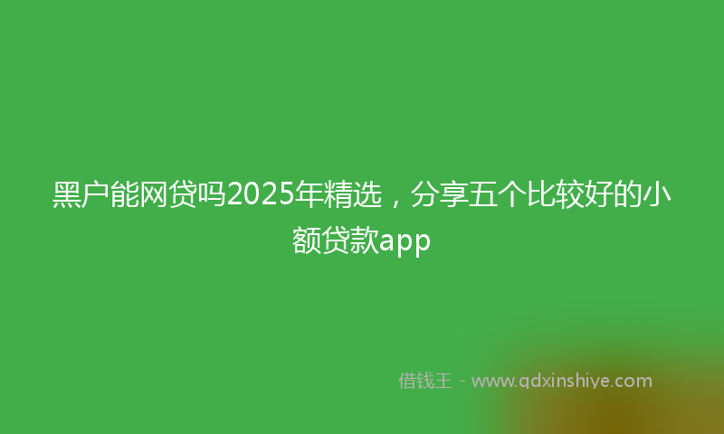 黑户能网贷吗2025年精选，分享五个比较好的小额贷款app