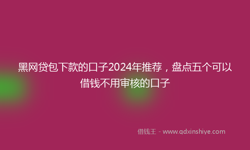 黑网贷包下款的口子2024年推荐，盘点五个可以借钱不用审核的口子