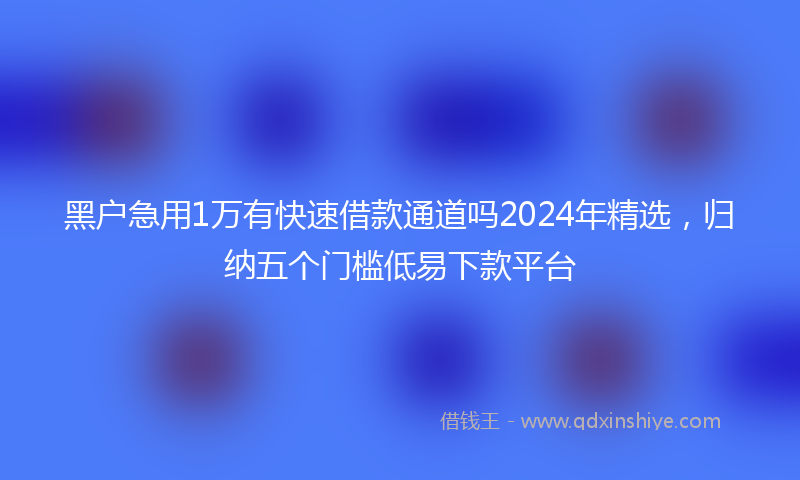 黑户急用1万有快速借款通道吗2024年精选，归纳五个门槛低易下款平台