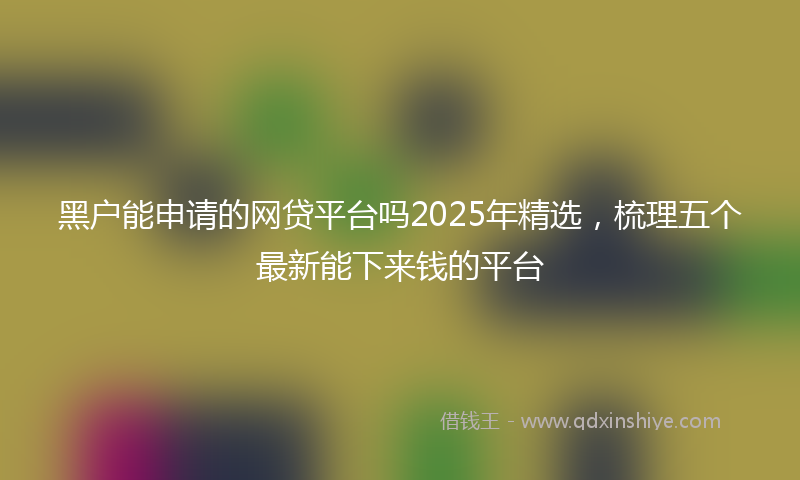 黑户能申请的网贷平台吗2025年精选，梳理五个最新能下来钱的平台