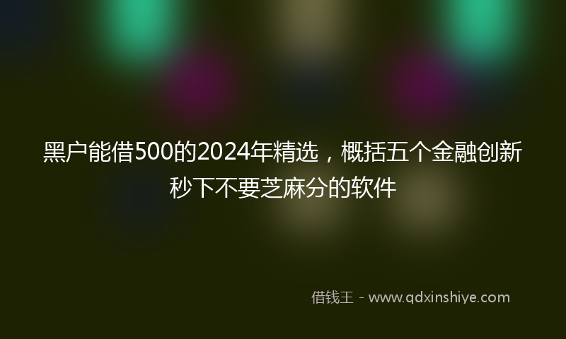 黑户能借500的2024年精选，概括五个金融创新秒下不要芝麻分的软件