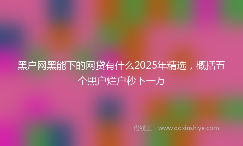 黑户网黑能下的网贷有什么2025年精选，概括五个黑户烂户秒下一万