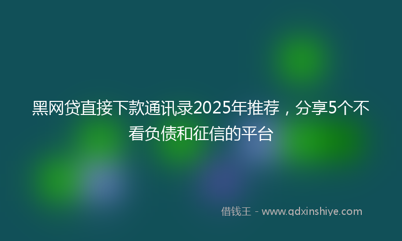黑网贷直接下款通讯录2025年推荐，分享5个不看负债和征信的平台
