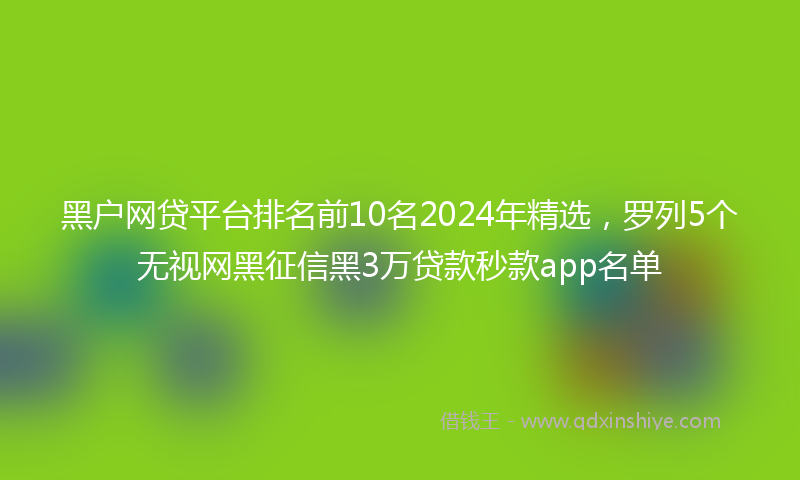 黑户网贷平台排名前10名2024年精选，罗列5个无视网黑征信黑3万贷款秒款app名单