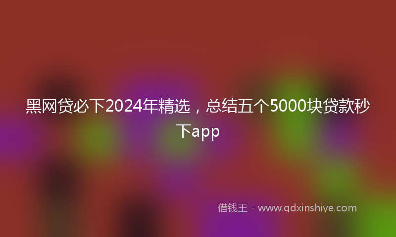黑网贷必下2024年精选，总结五个5000块贷款秒下app