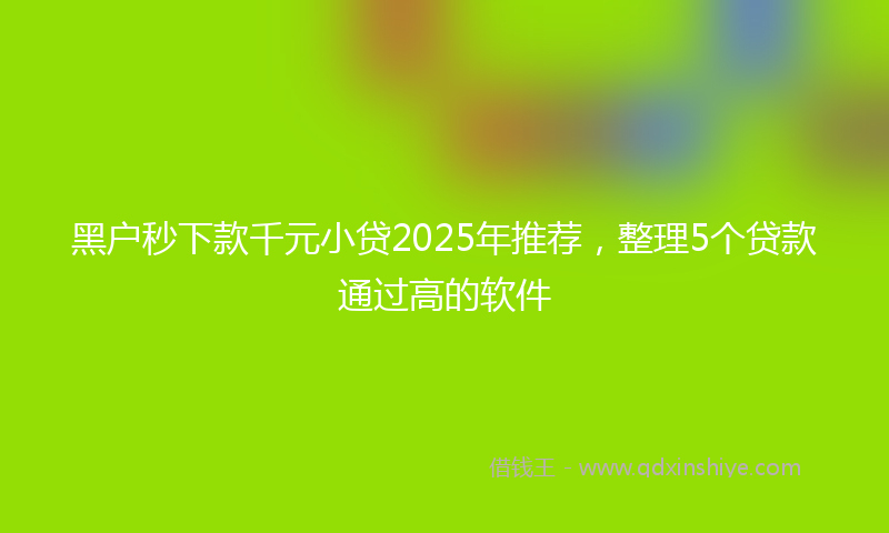 黑户秒下款千元小贷2025年推荐，整理5个贷款通过高的软件