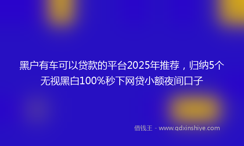 黑户有车可以贷款的平台2025年推荐，归纳5个无视黑白100%秒下网贷小额夜间口子