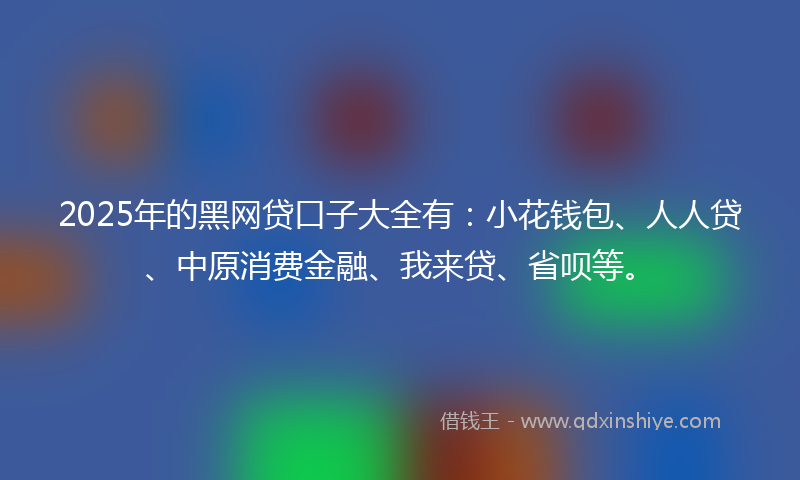 2025年的黑网贷口子大全有：小花钱包、人人贷、中原消费金融、我来贷、省呗等。