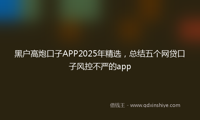黑户高炮口子APP2025年精选，总结五个网贷口子风控不严的app