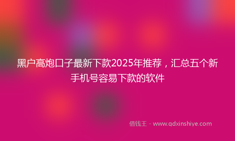 黑户高炮口子最新下款2025年推荐，汇总五个新手机号容易下款的软件