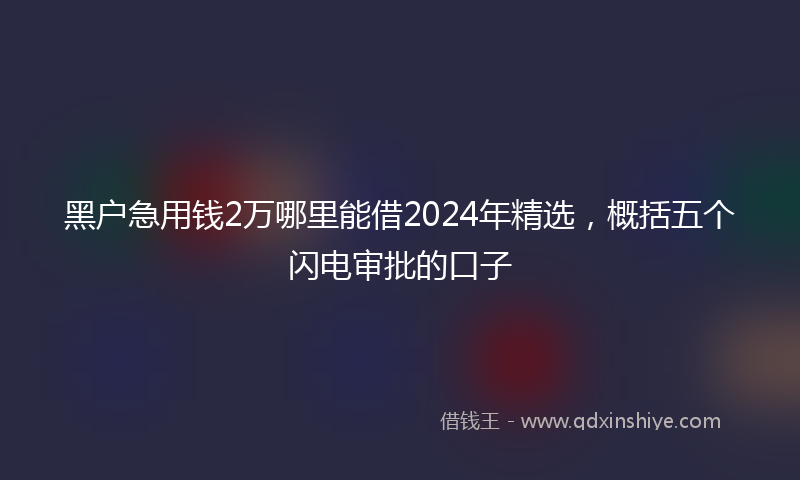 黑户急用钱2万哪里能借2024年精选，概括五个闪电审批的口子