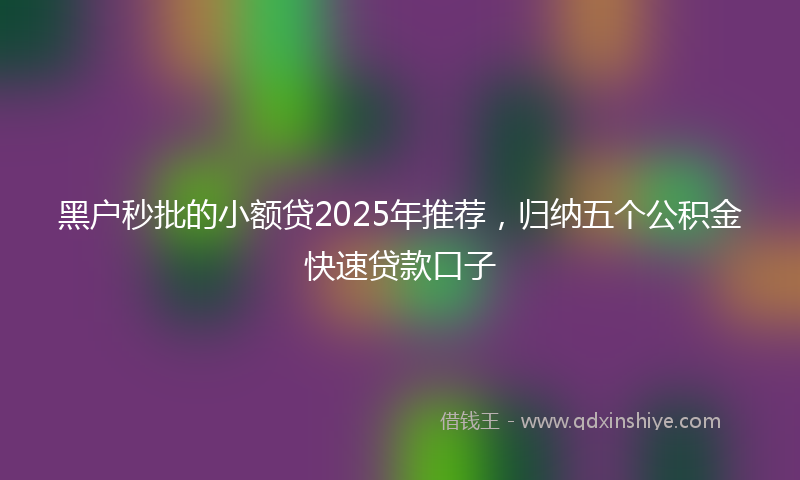 黑户秒批的小额贷2025年推荐，归纳五个公积金快速贷款口子